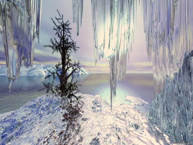 Solitary Tree in Ice Cave