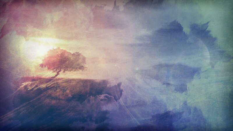 Solitary Tree on Hill — Purple, Dreamy, Sunset