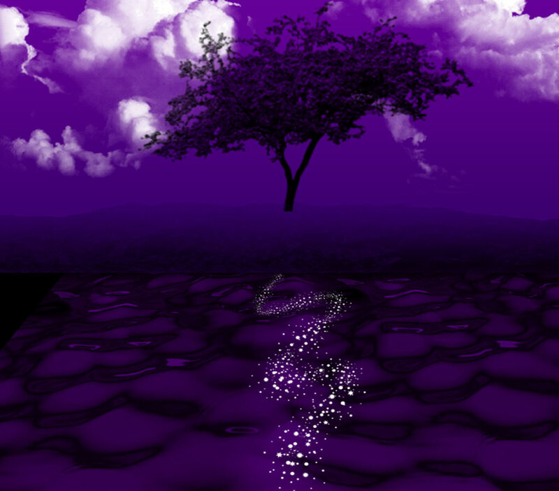 Solitary Tree on Purple Landscape