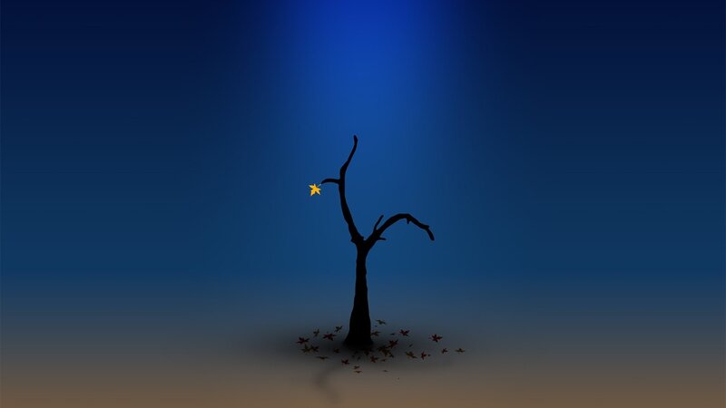 solitary tree with one leaf