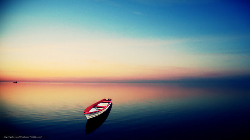 Solo boat at sunset