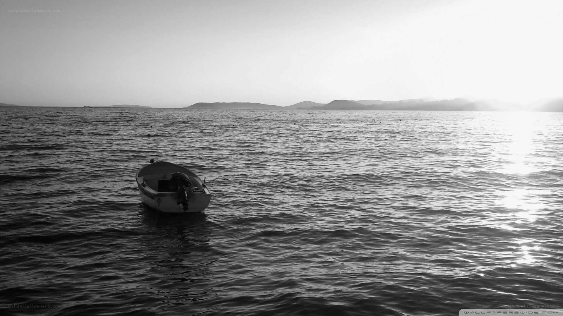 Solo boat on calm sea