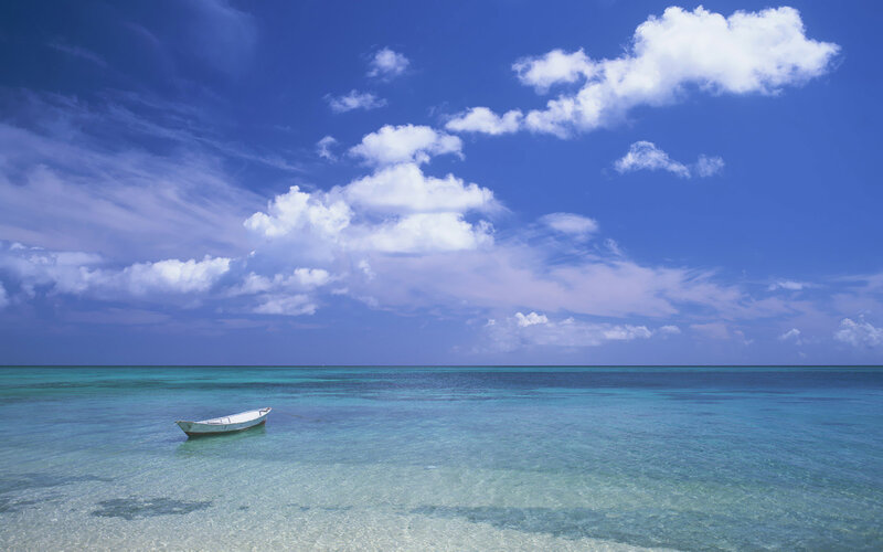 Solo boat on calm sea