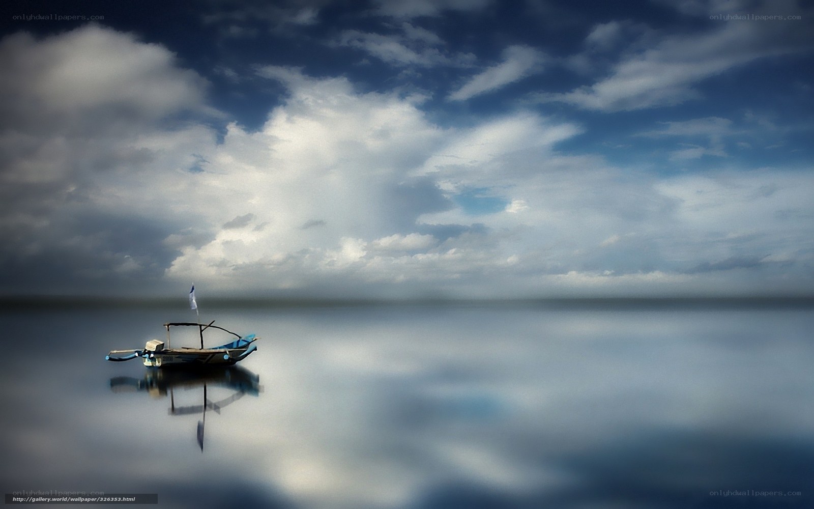 Solo boat on calm water