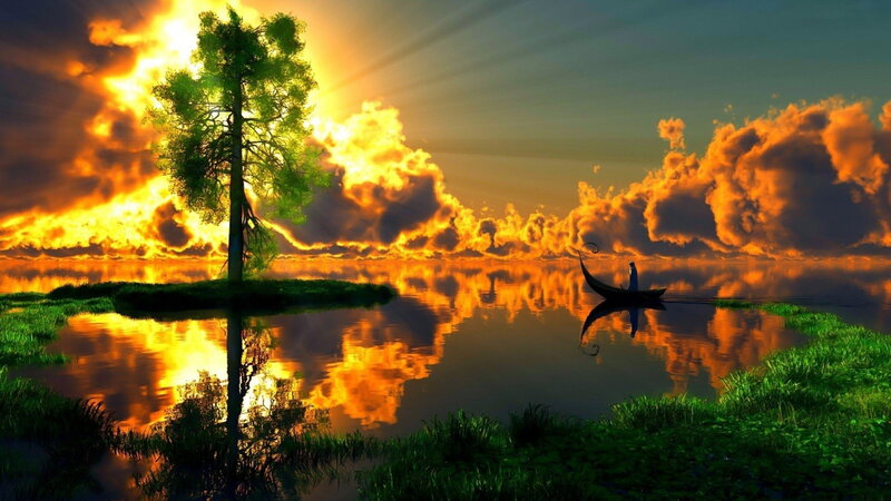 Solo Boat on Lake