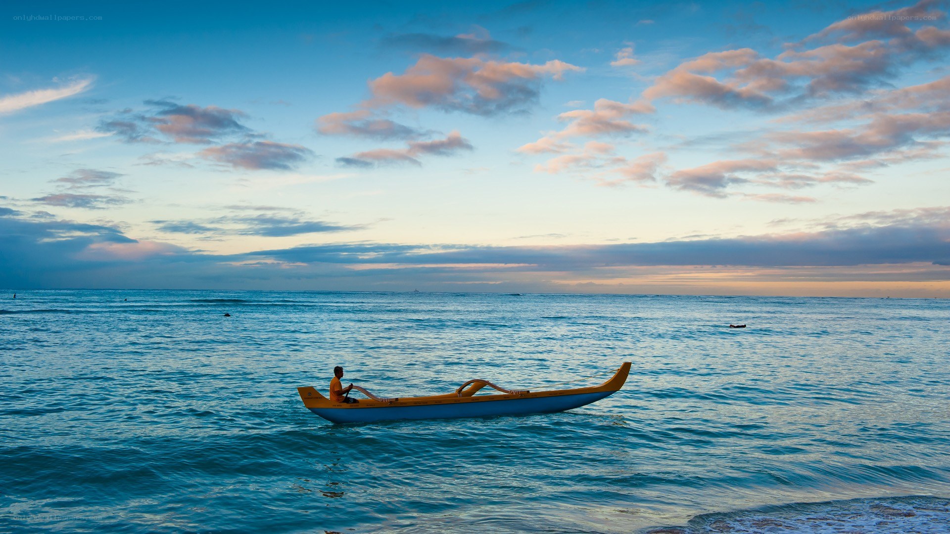 Solo canoe at sunset