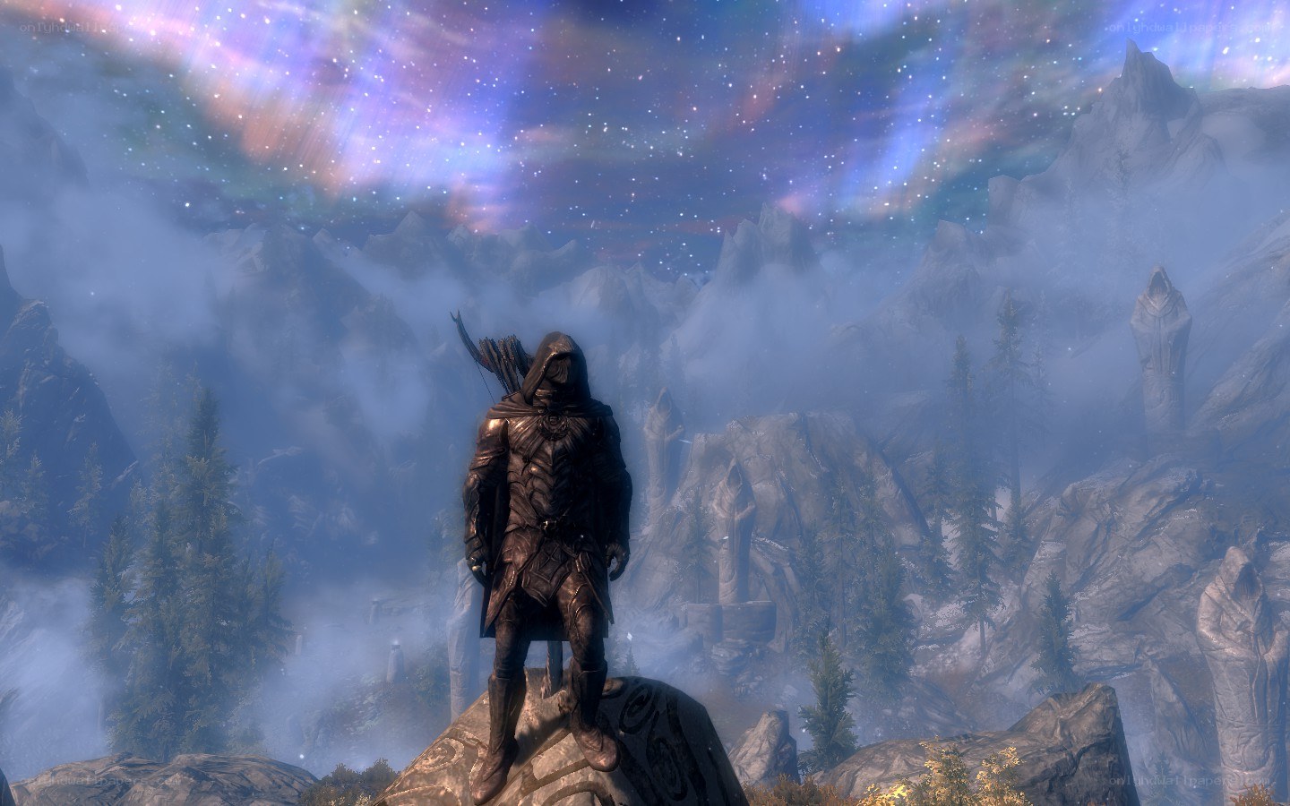 solo character in mountain landscape