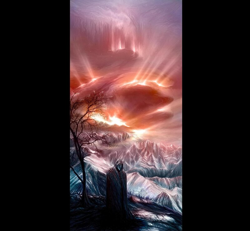 solo figure in a surreal landscape