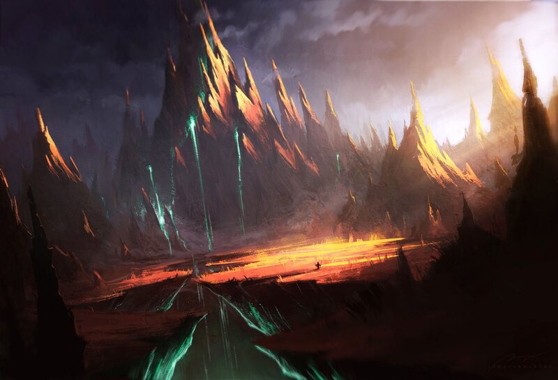 Solo Figure in Alien Landscape