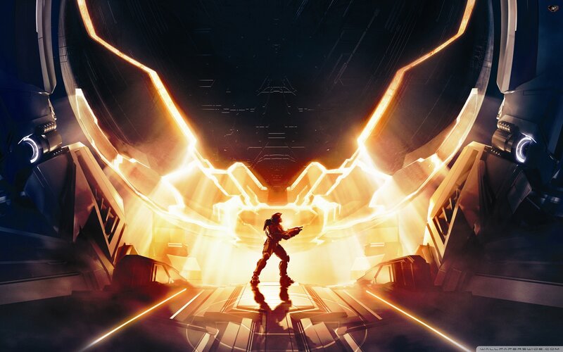 solo figure in futuristic corridor