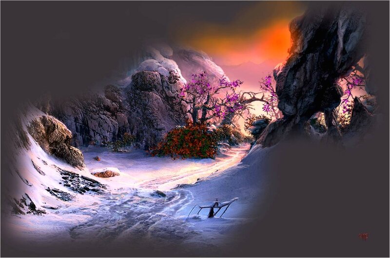 Solo Figure in Snowy Valley