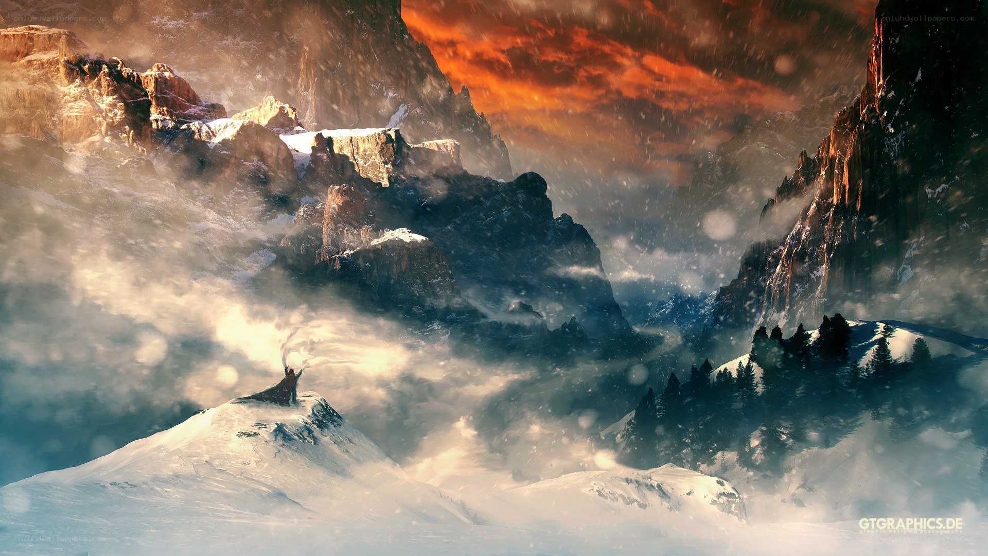 solo figure on snowy mountain