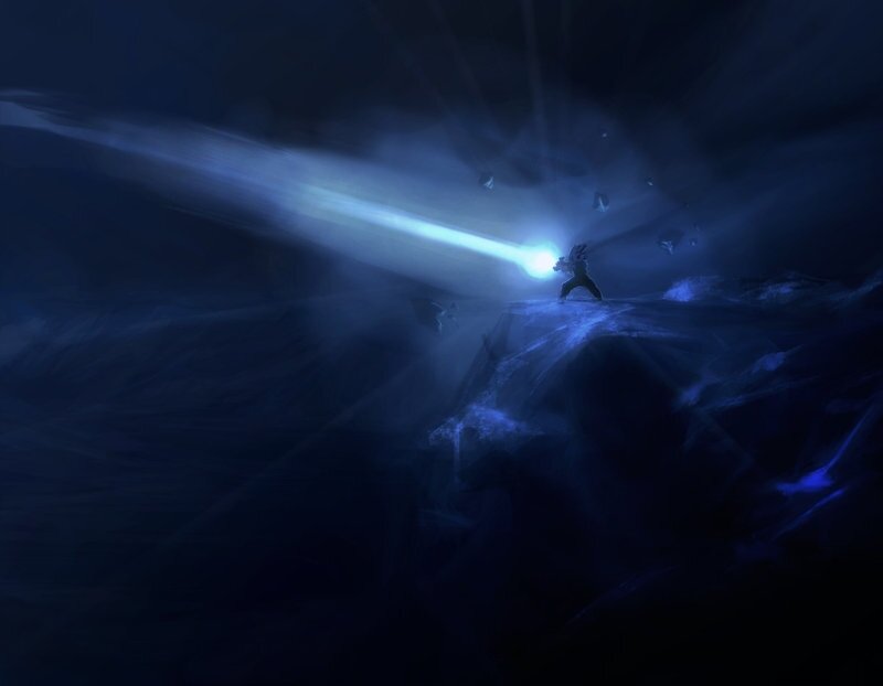 solo figure with beam of light