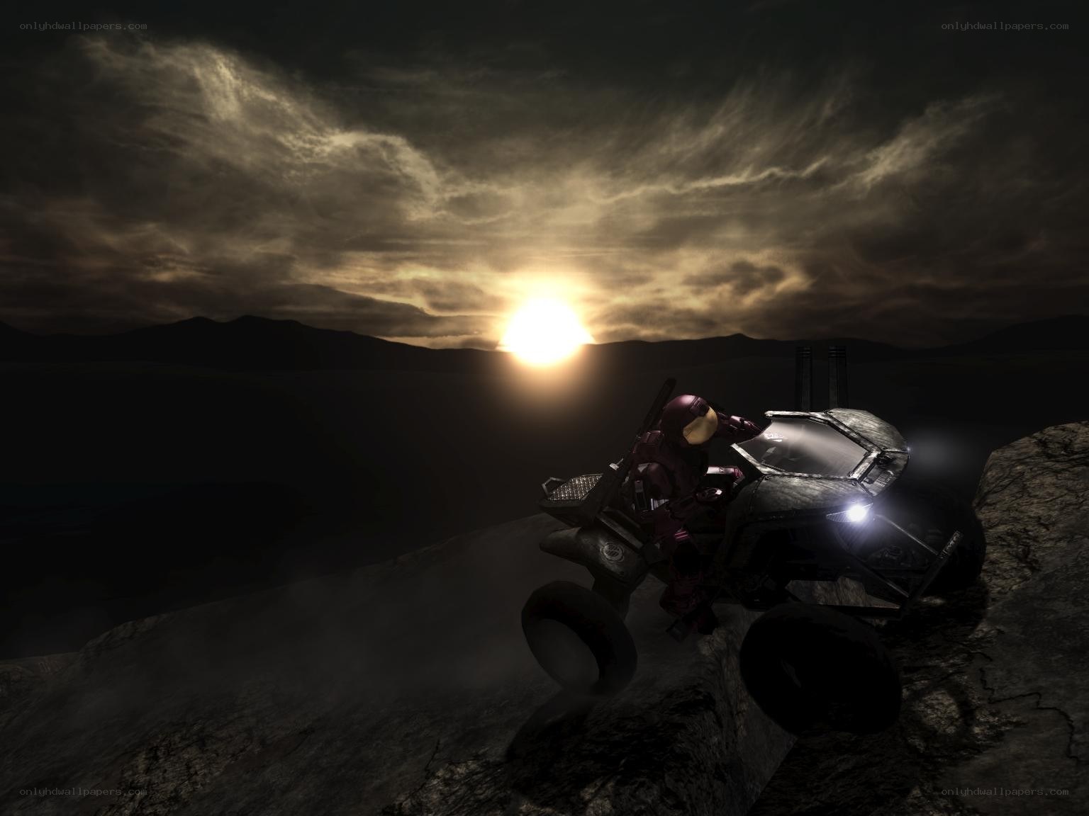 solo rider at sunset