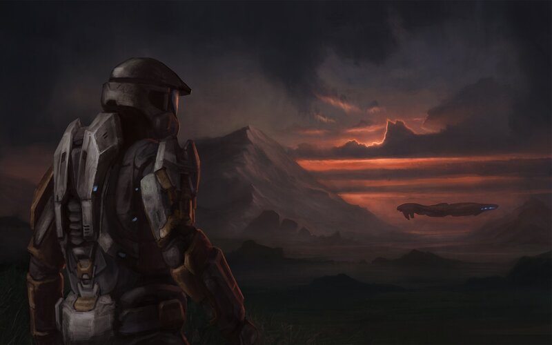 solo soldier at sunset