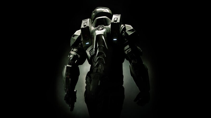 Solo Soldier in Armor — Black, Dramatic, Night, 3d Render