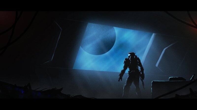 solo soldier in dark corridor