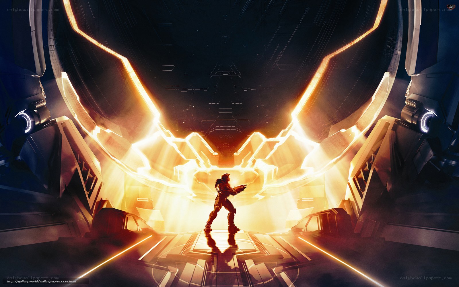 solo soldier in futuristic corridor