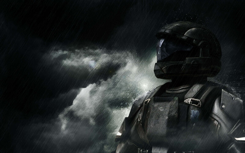solo soldier in storm