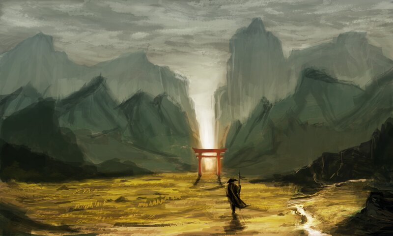 solo traveler at sacred gate