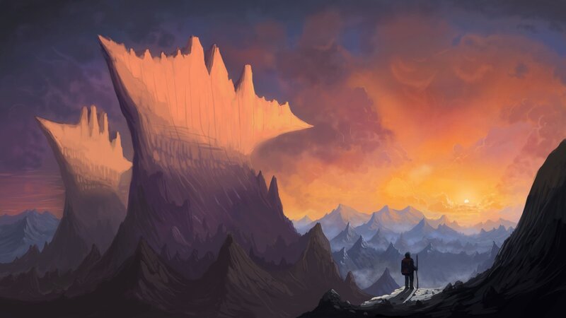 Solo traveler at sunset