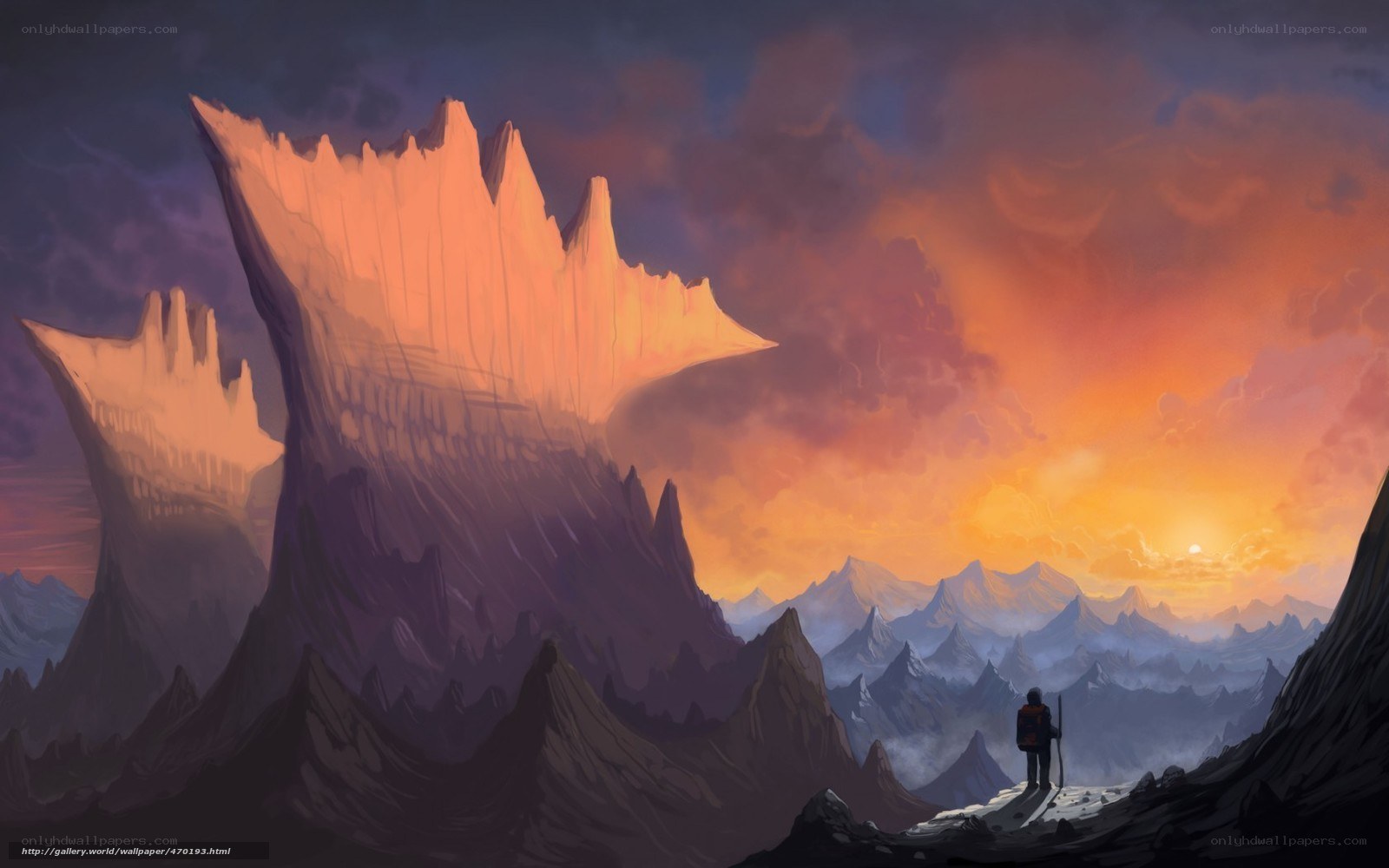 Solo traveler at sunset