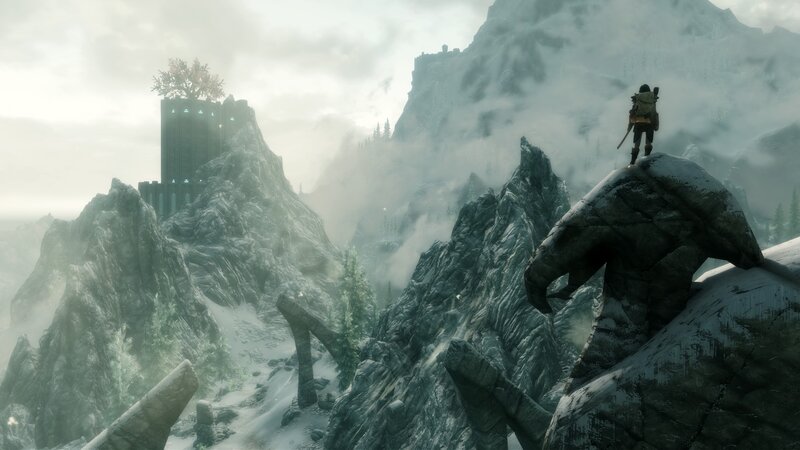 solo traveler in snowy mountains