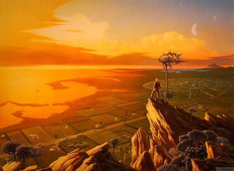 solo traveler on alien cliff