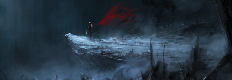 solo warrior on a cliff