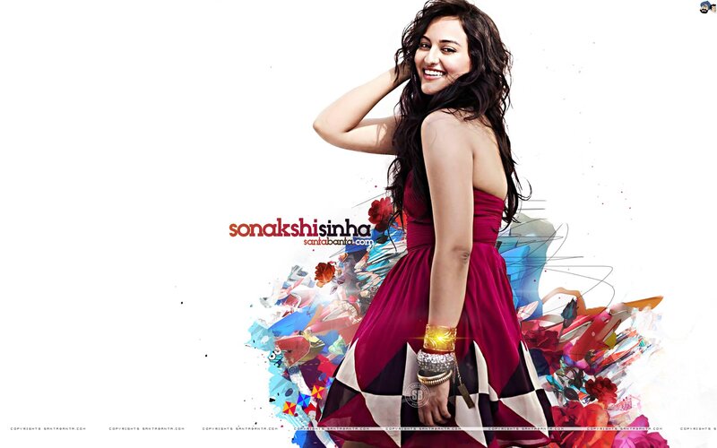 Sonakshi Sinha in a red dress