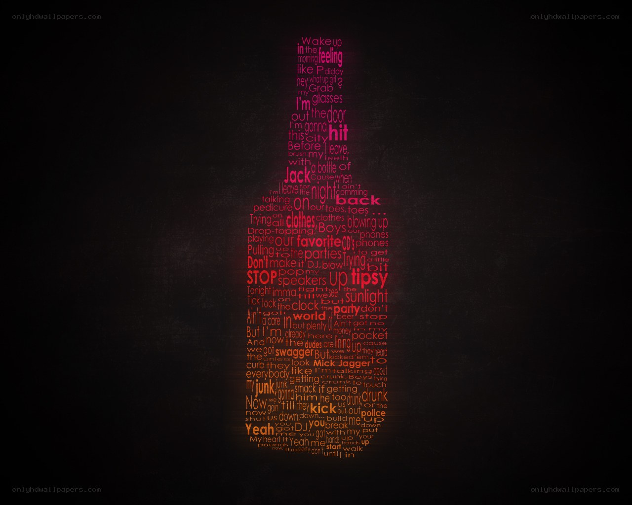 song lyrics in bottle shape