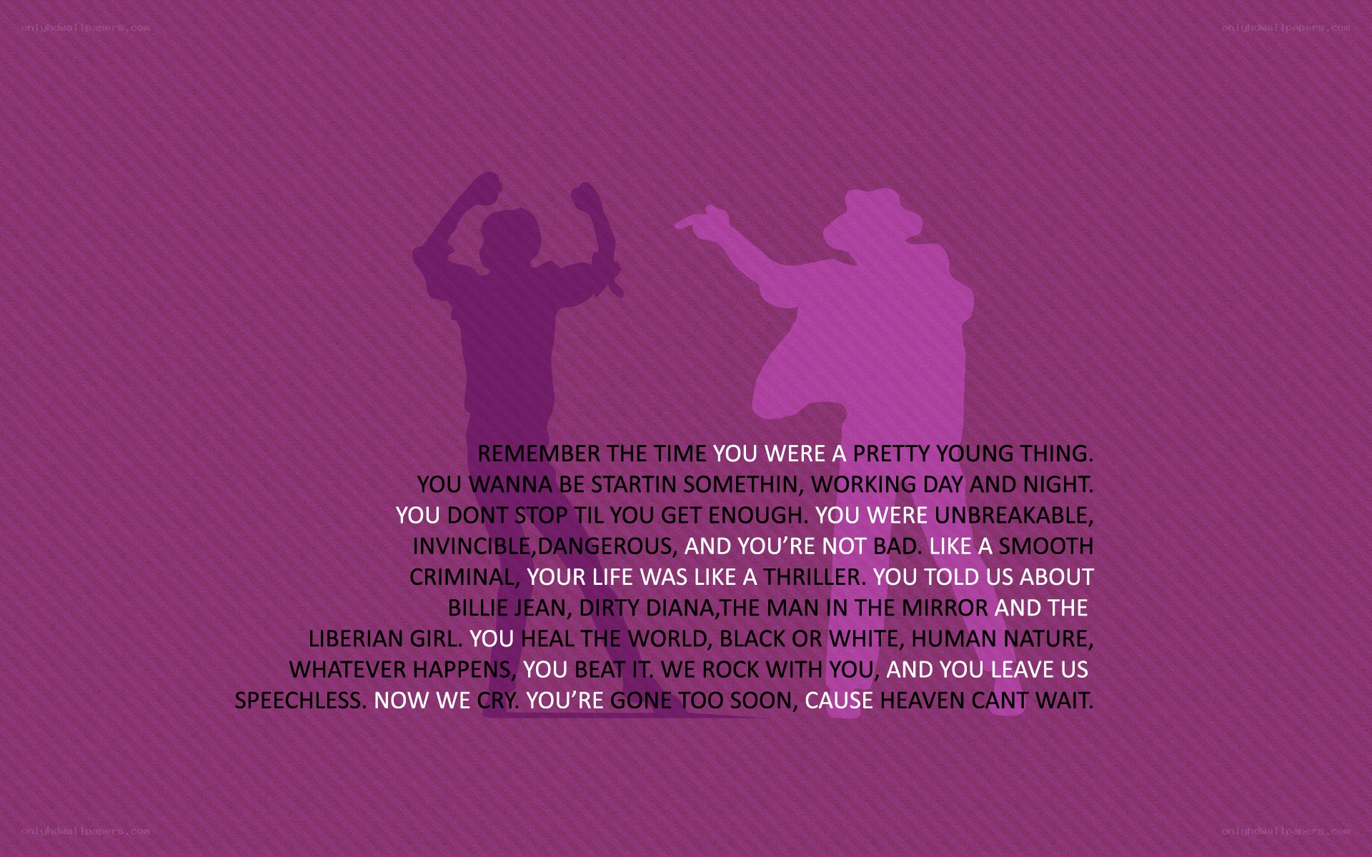 song lyrics on purple background