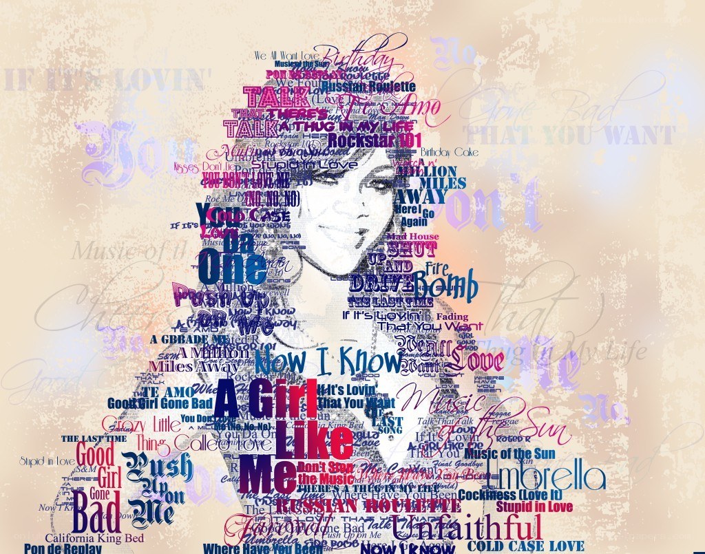 song titles collage