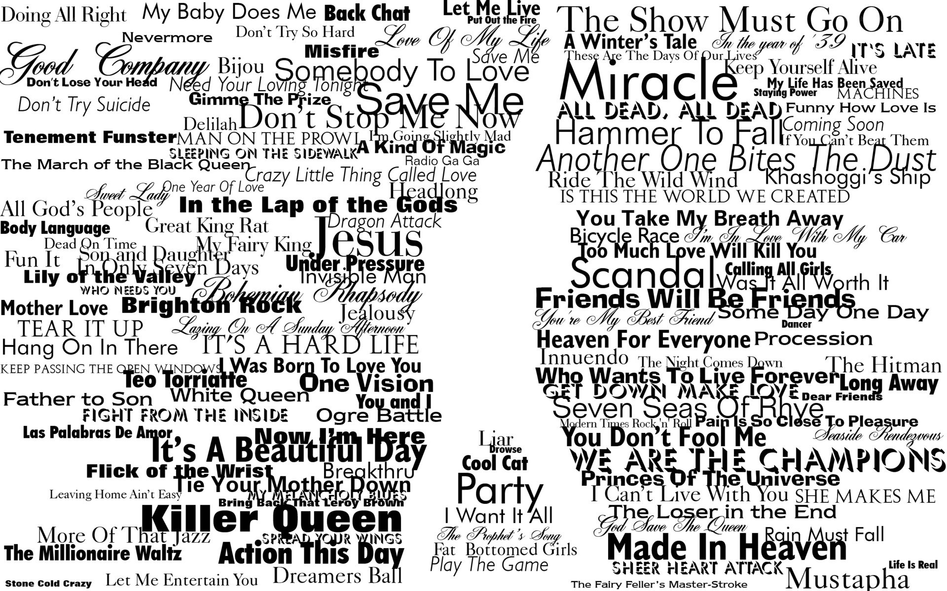 song titles collage