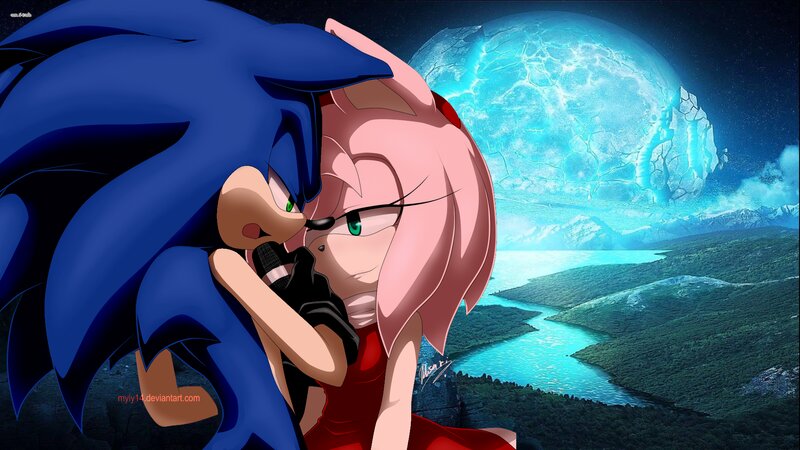 Sonic and Amy Hugging — Blue, Dramatic