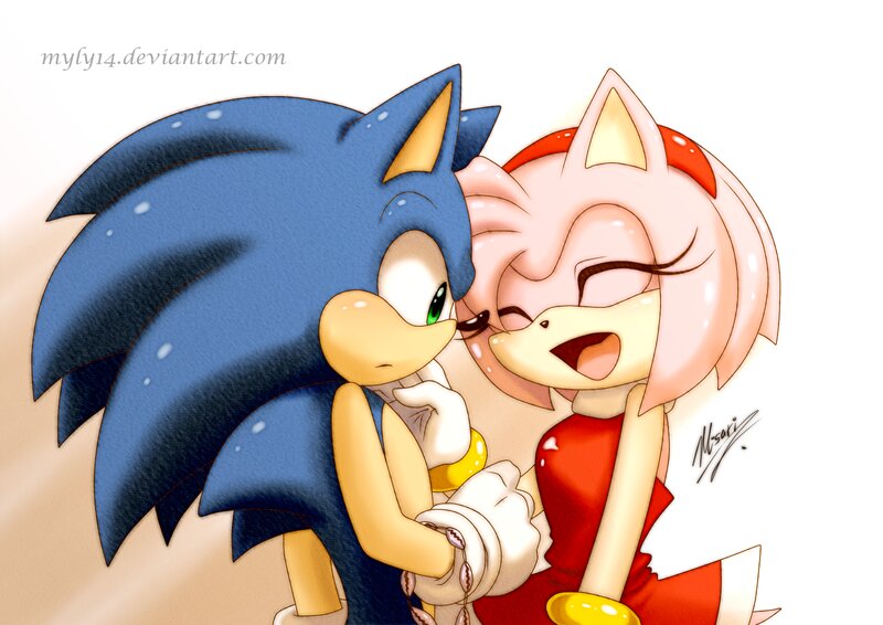 Sonic and Amy Hugging — Blue