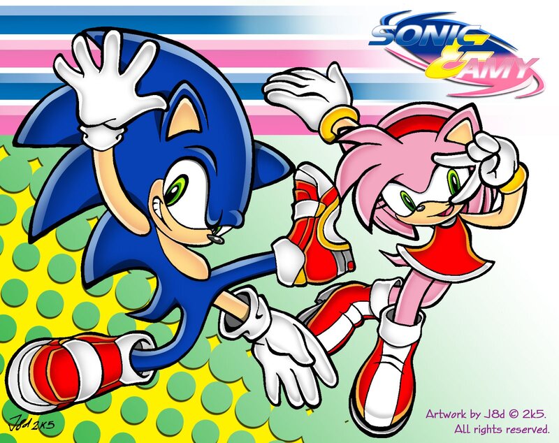 Sonic and Amy Running — Blue