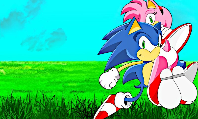 Sonic and Amy Running — Green
