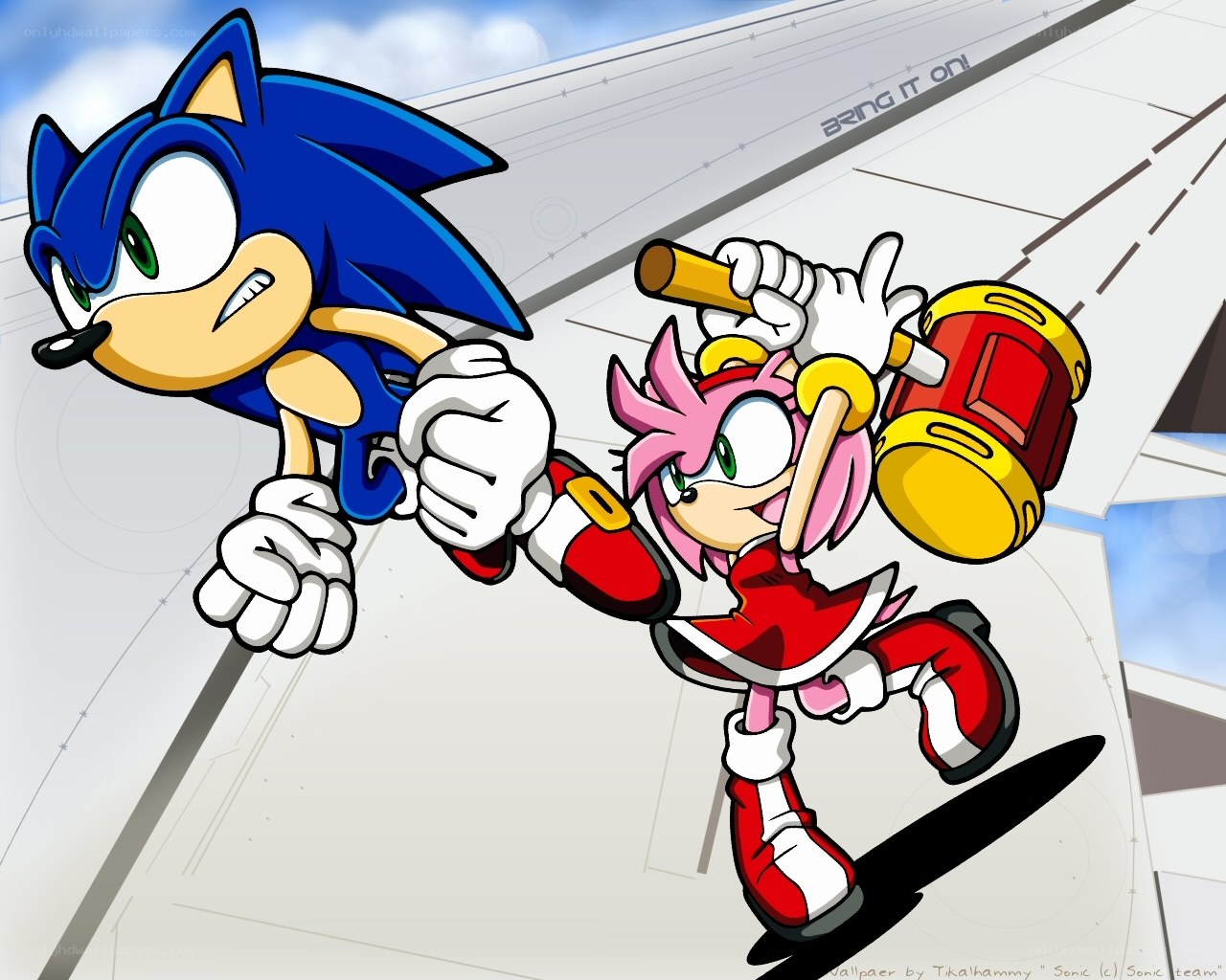 Sonic and Amy running together