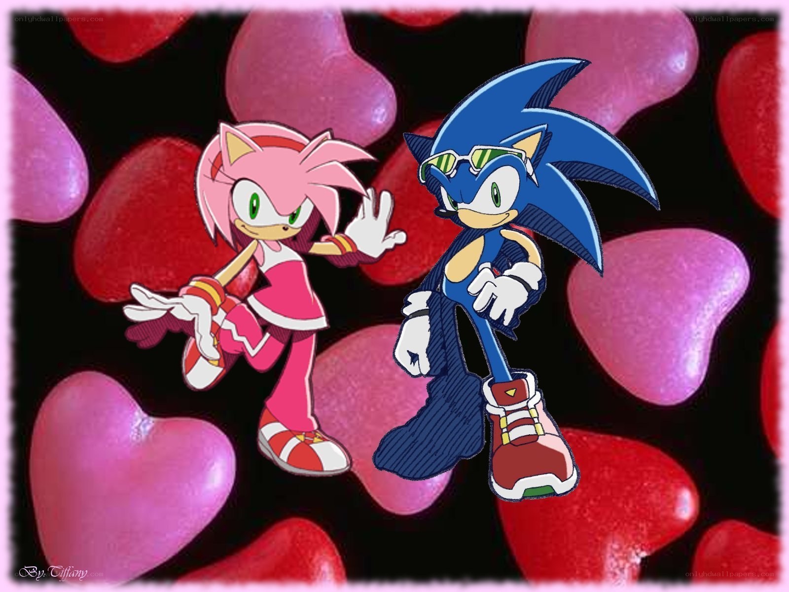 Sonic and Amy with hearts