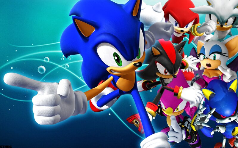Sonic and Friends Group — Blue, Energetic, Digital Art, Knuckles