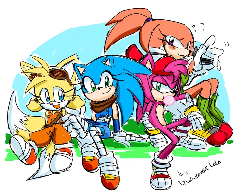 Sonic and Friends Group — Blue, Playful, Digital Art, Tails