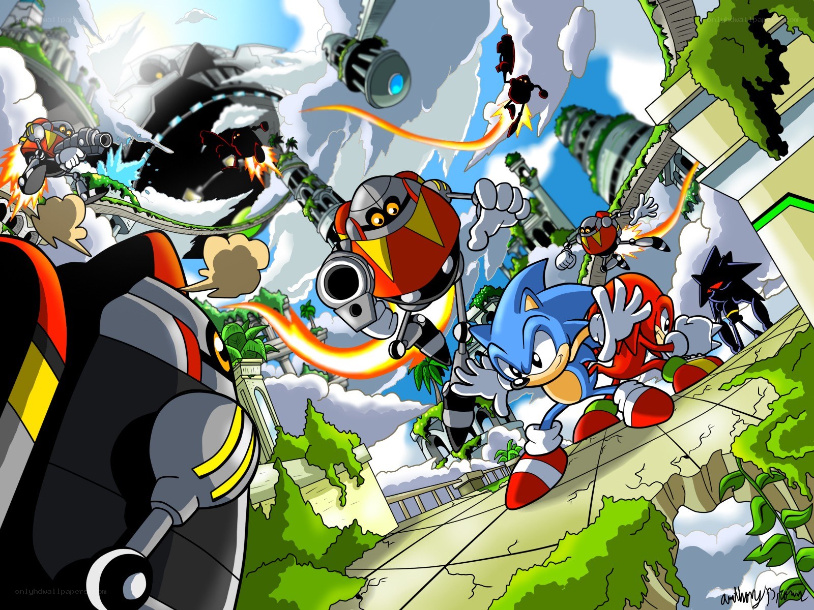 Sonic and friends in action