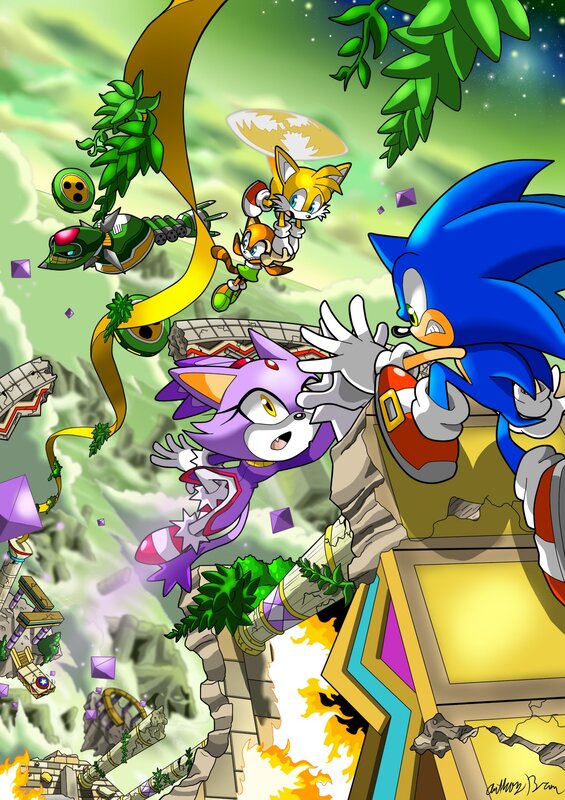 Sonic and Friends in Action — Blue, Dramatic, Night