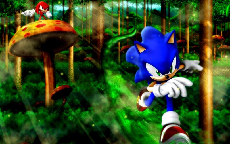Sonic and Knuckles in a forest