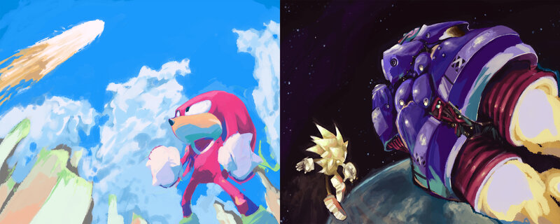 Sonic and Knuckles in action