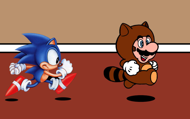 Sonic and Mario running