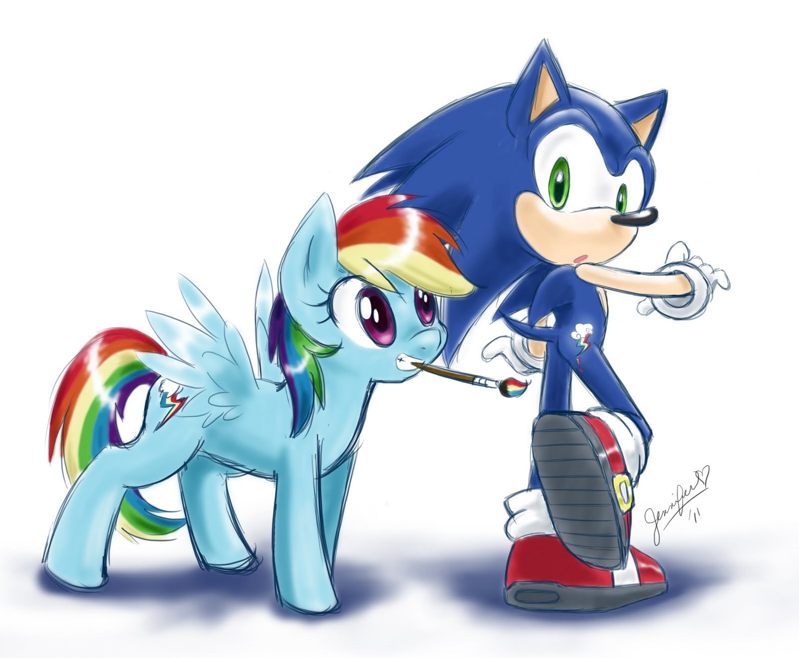 Sonic and Rainbow Dash painting