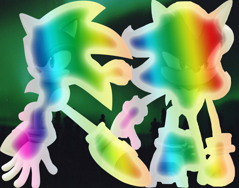 Sonic and Shadow with rainbow effect