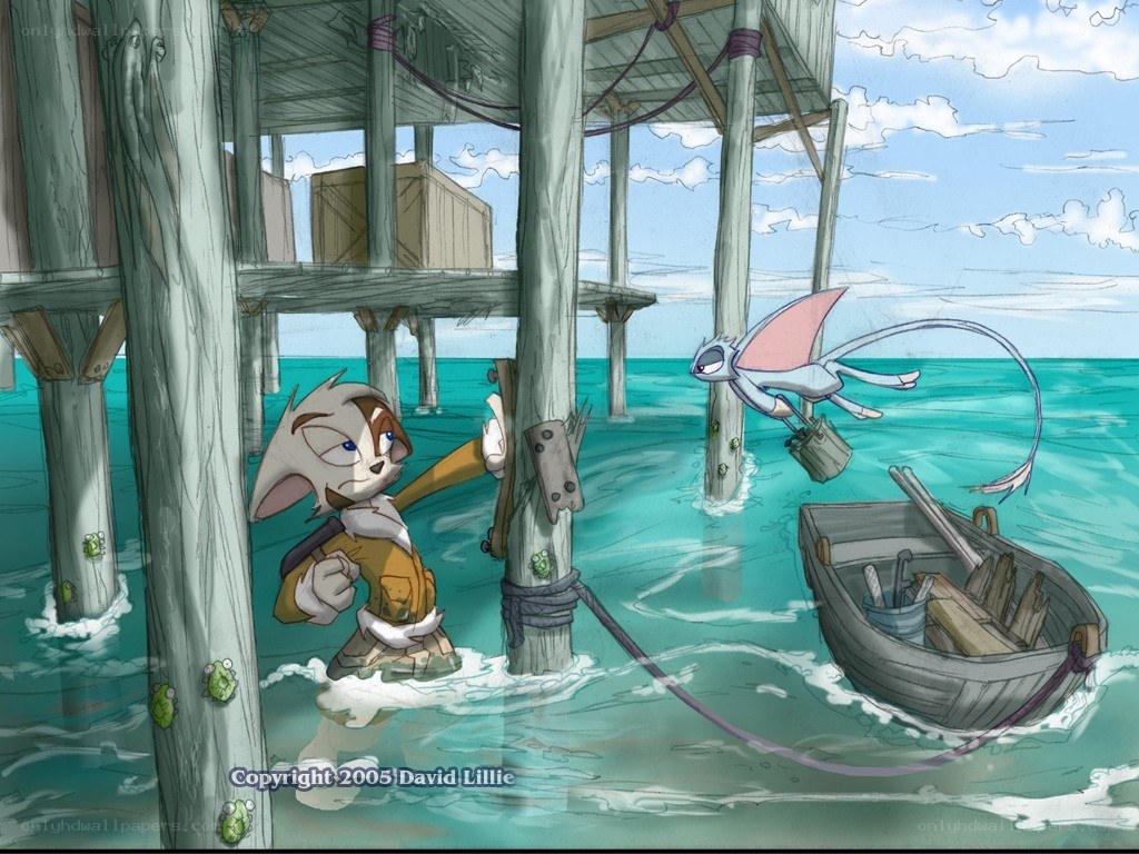 Sonic and Tails by a pier